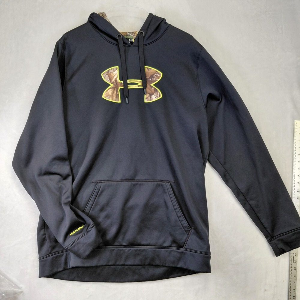 Under Armour Storm Hoodie Mens 2XL Tall Black Camo Logo Pullover Sweatshirt